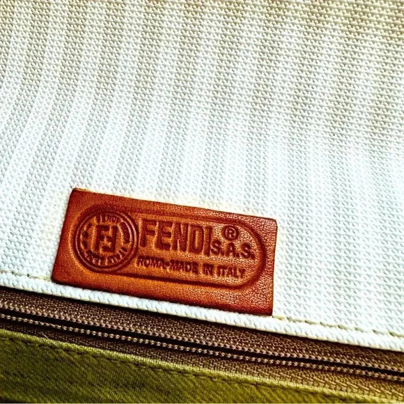 Fendi 70’s-80’s Vintage Envelope Style Striped Leather Clutch/Wristlet/Bag - Picture 5 of 16